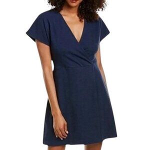 Madewell navy blue cross front flutter sleeve mini dress size L